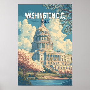 Washington DC Capitol Resa Konst Vintage Poster