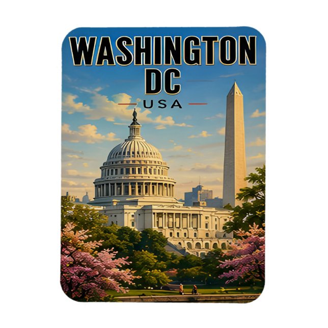 🟡 Washington DC Capitol Vår Resa Present Magnet (Vertikal)