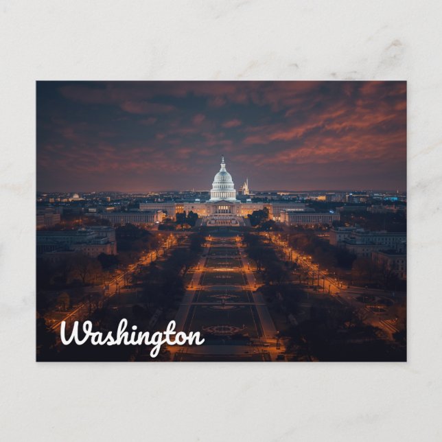 Washington DC Capitolium byggnad natt Vykort (Framsida)