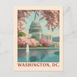 Washington DC - Cherry Blommars & Huvudstad Byggna Vykort