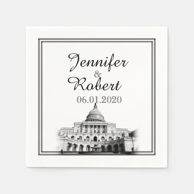 Washington DC Destination Wedding Napkin Pappersservett (Framsidan)