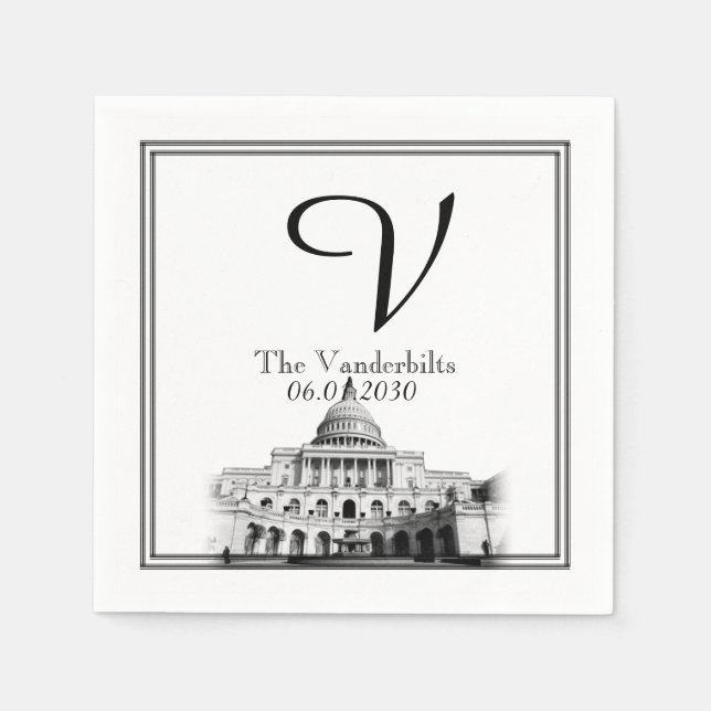 Washington DC Destination Wedding Napkin Pappersservett (Framsidan)