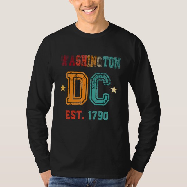 Washington Dc Flagga Huvudstad Backe Kärlek Souven T Shirt (Framsida)