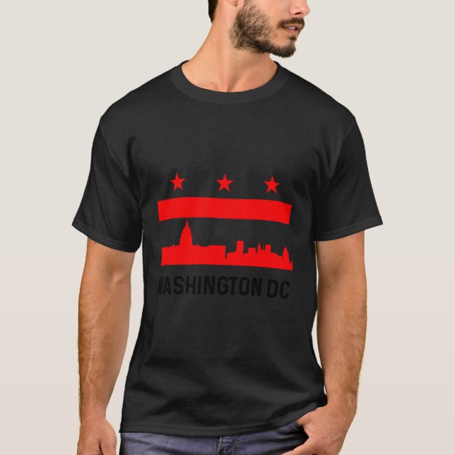 Washington Dc Flagga Kärlek Backe Huvudstad Travel T Shirt (Framsida)