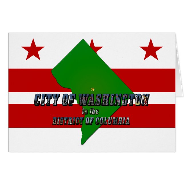 Washington DC Flagga Kart Födelsedag Hälsningskort (Framsidan Horizontal)