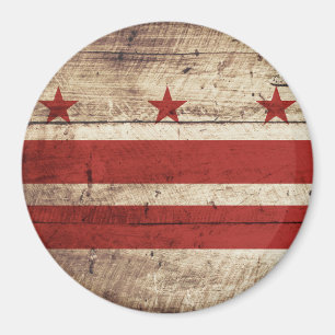 Washington DC-flagga på gammalt Wood korn Magnet