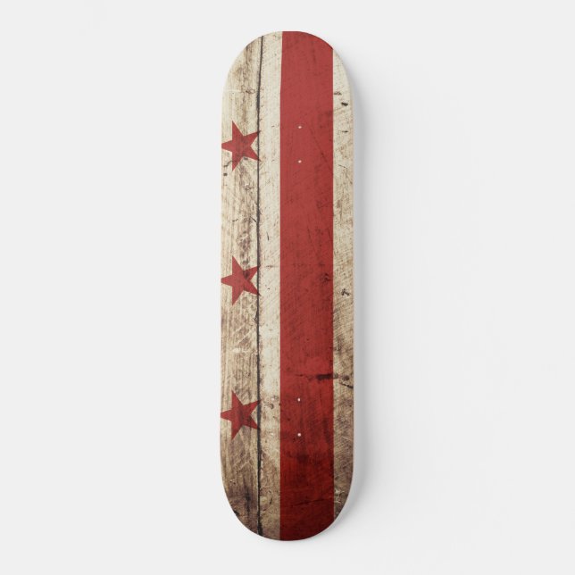 Washington DC-flagga på gammalt Wood korn Mini Skateboard Bräda 18,5 Cm (Framsida)