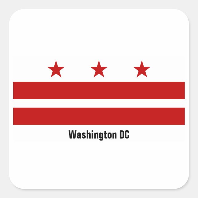 Washington DC Flagga Sticker Fyrkantigt Klistermärke (Framsida)