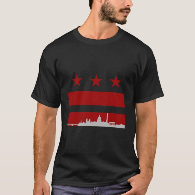 Washington Dc Flagga T Shirt (Framsida)