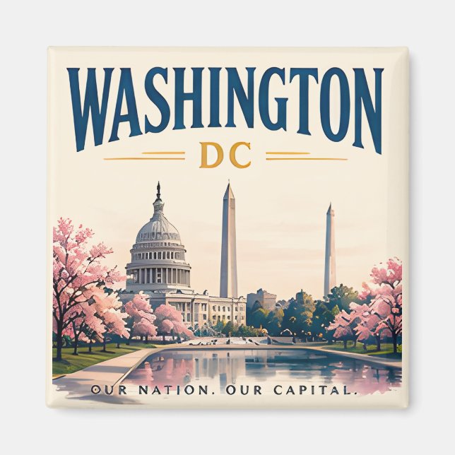 Washington DC Historiska Siluett Magnet (Framsidan)