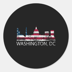 Washington Dc Huvudstad Backe USA flagga Runt Klistermärke