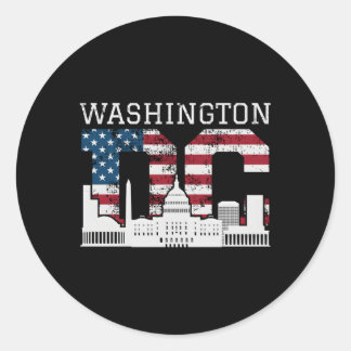 Washington Dc Huvudstad Backe USA flagga Runt Klistermärke