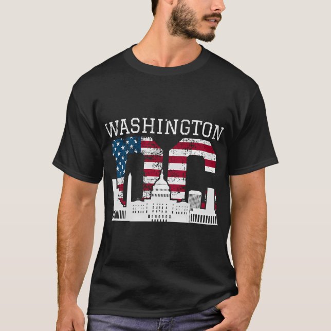 Washington Dc Huvudstad Backe USA flagga T Shirt (Framsida)