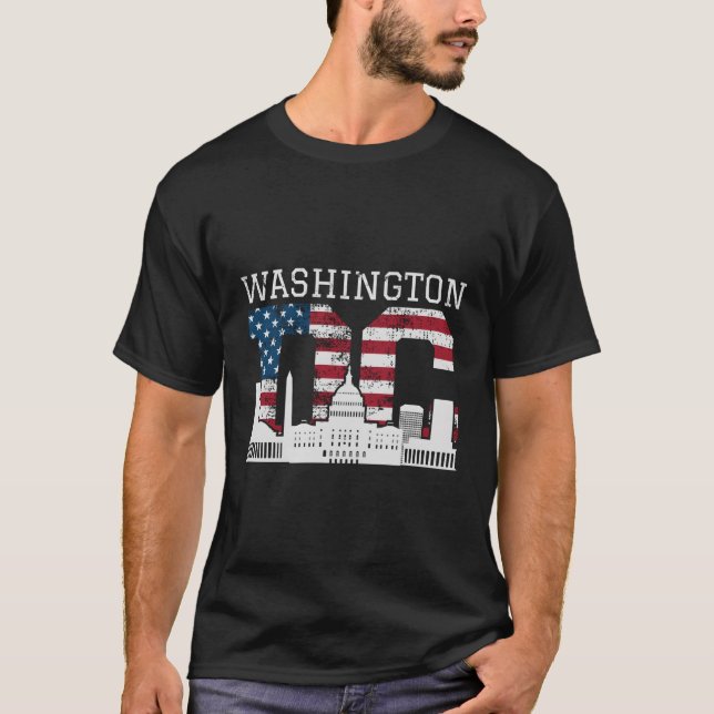 Washington Dc Huvudstad Backe USA flagga T Shirt (Framsida)