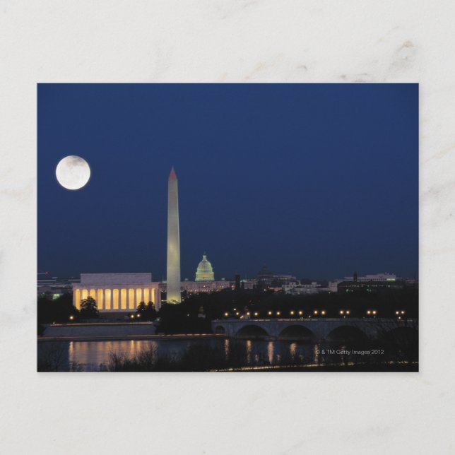 Washington DC i natt Vykort (Framsida)