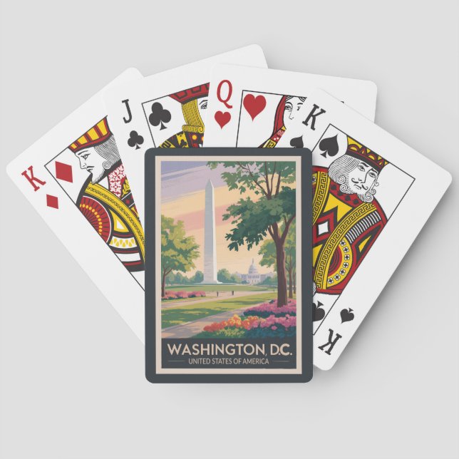 Washington DC Illustration Resa Konst Anpassad Casinokort (Baksidan)