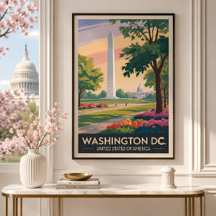 Washington DC Illustration Resa Konst Vintage Poster