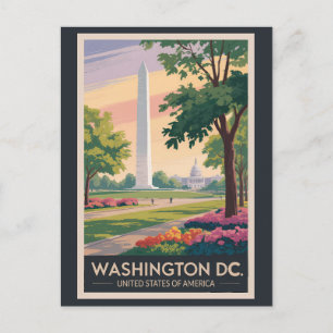 Washington DC Illustration Resa Konst Vintage Vykort