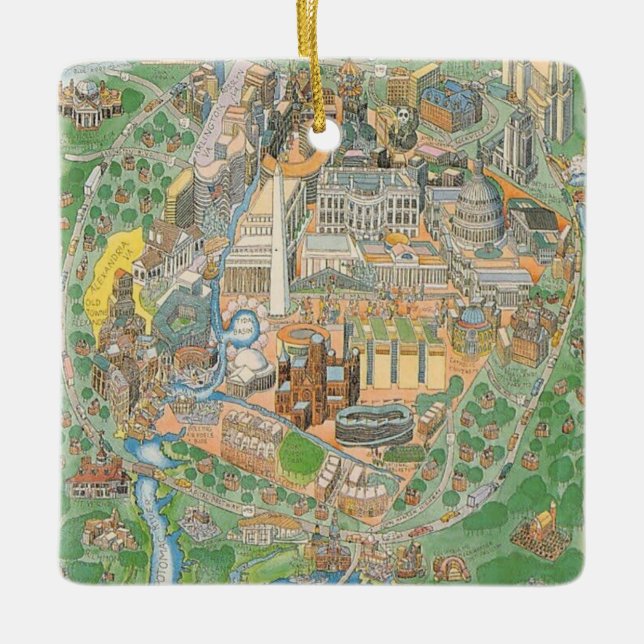 Washington DC Illustrerad Ornament (Framsida)