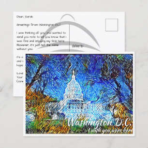 Washington DC Impressionistisk USA Huvudstad Vykort
