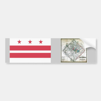 Washington DC-karta och flagga Bildekal
