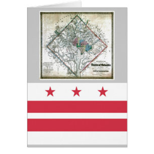 Washington DC-karta och flagga Hälsningskort
