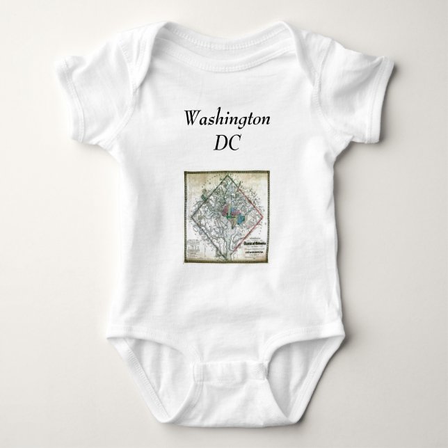 Washington DC-karta och flagga Tee (Framsida)