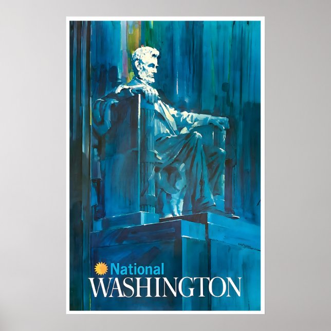 Washington DC konst reser affisch Lincoln Memorial (Framsidan)