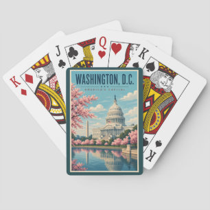 Washington DC Körsbärsblommor Illustration Resa Casinokort