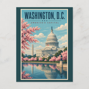 Washington DC Körsbärsblommor Illustration Resa Vykort