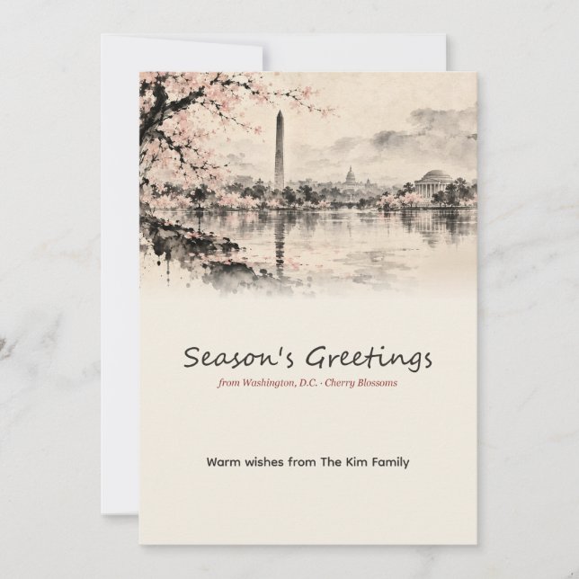 Washington DC Körsbärsblomstertusch Julkort (Framsida)