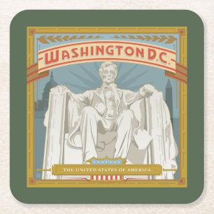 Washington DC Lincoln Memorial Underlägg Papper Kvadrat