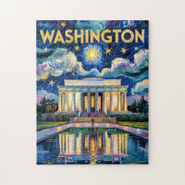 Washington DC Lincoln Memorial Vibrant Van Gogh Pussel