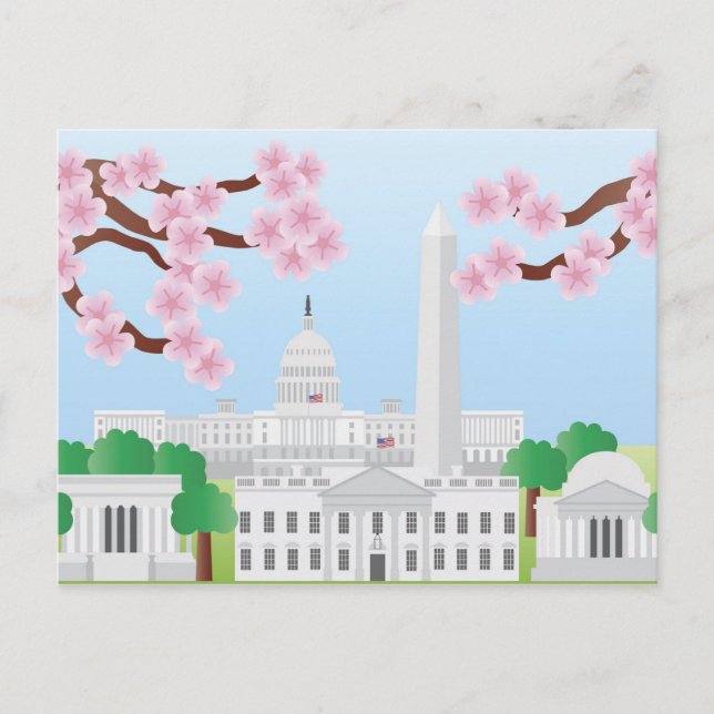 Washington DC med Cherry Blommars vykort (Framsida)