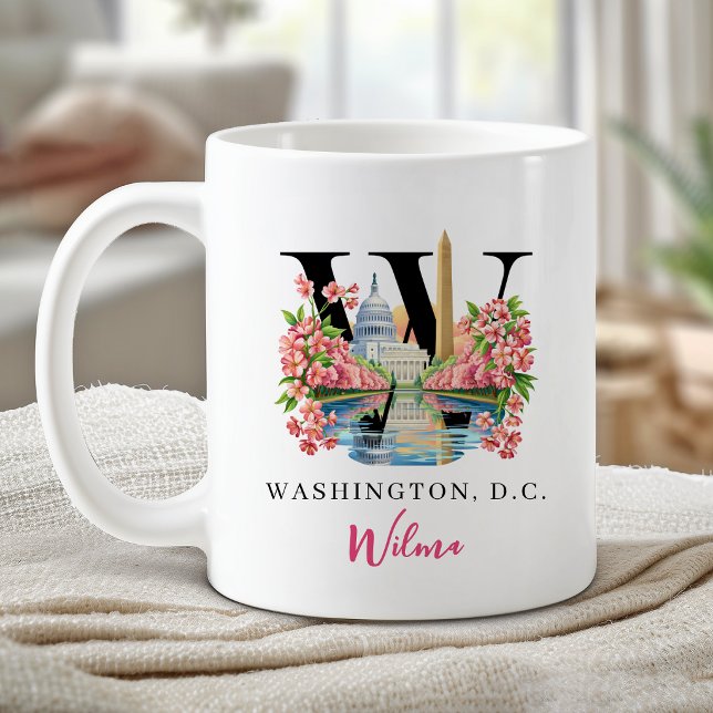 Washington DC Monogram Bokstav W Personligt Gåva Kaffemugg (Washington DC Monogram Letter W Personalized Gift Coffee Mug)