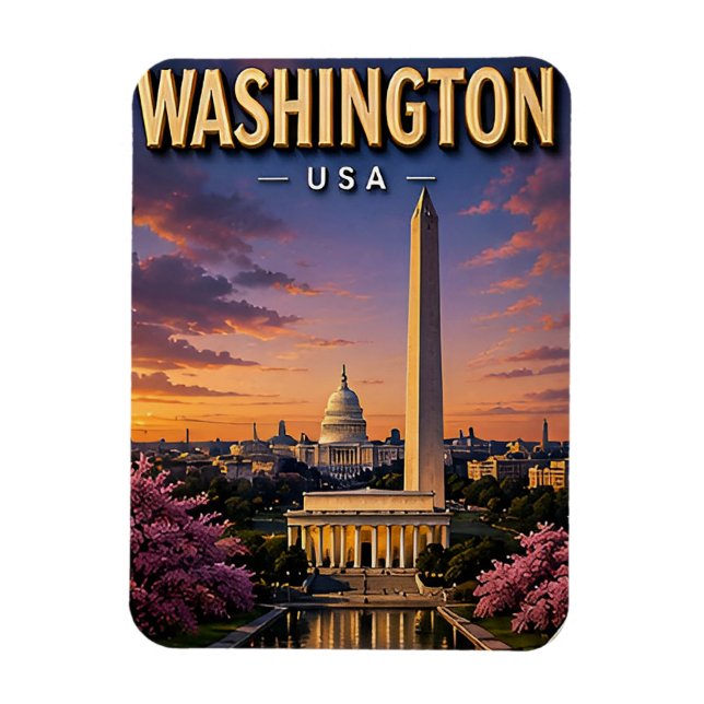 Washington DC Monument Capitol Siluett Magnet (Vertikal)