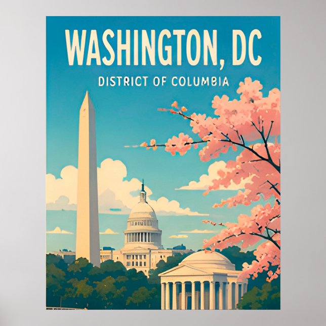 Washington DC Monument Capitol Siluett Poster (Framsidan)