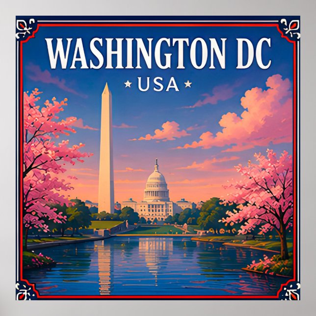 🏛️ Washington DC Monument Minne Från Huvudstad 🏛 Poster (Framsidan)