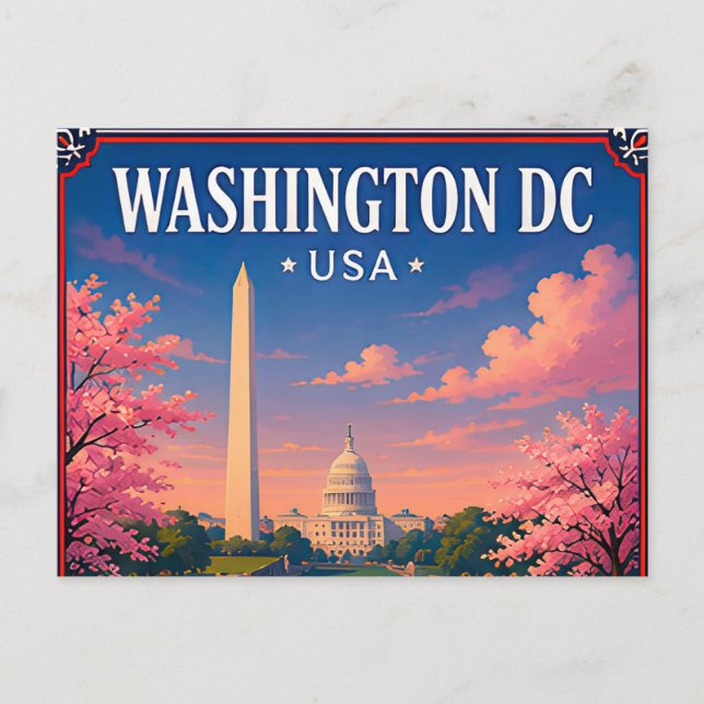 🏛️ Washington DC Monument Minne Från Huvudstad 🏛 Vykort (Framsida)