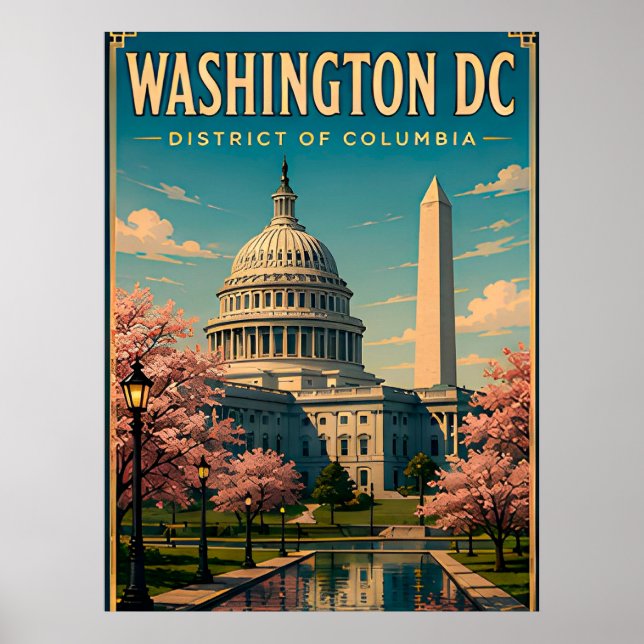 Washington DC Monument och Capitol Skyline Poster (Framsidan)