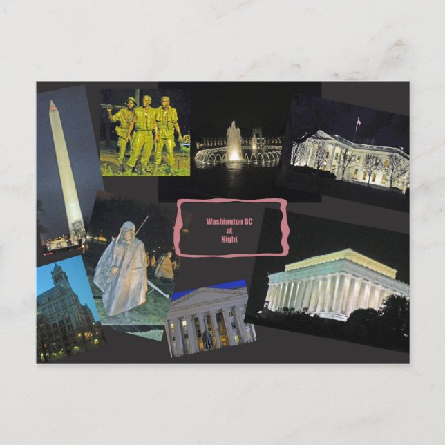 Washington DC Monuments på natten Vykort (Framsida)
