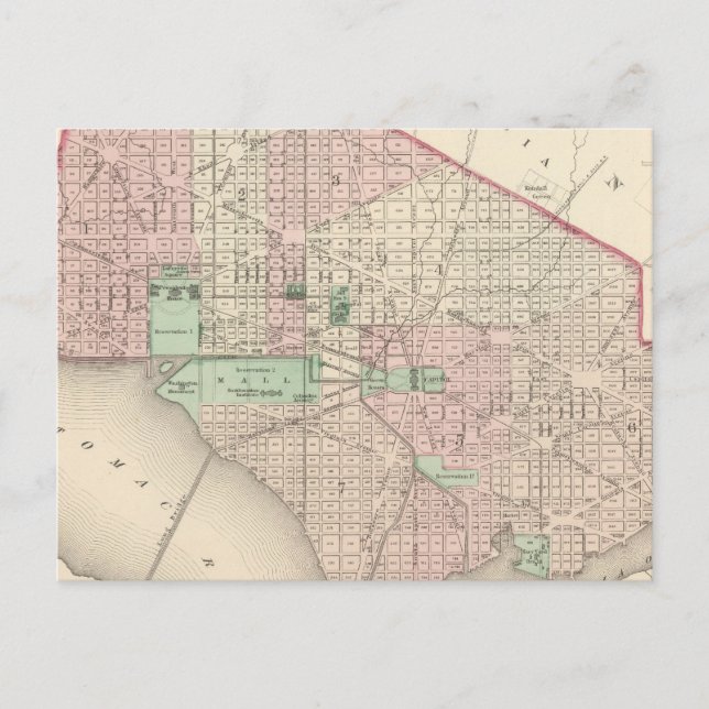 Washington DC och Georgetown Vykort (Framsida)