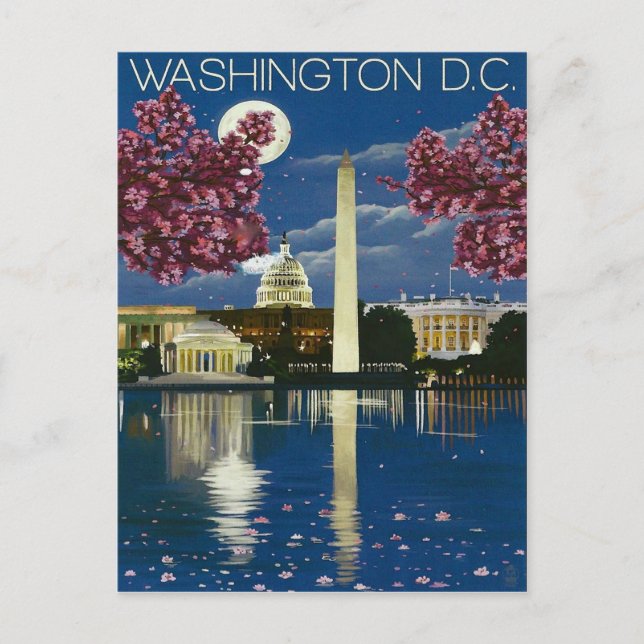 Washington DC på natten, Vita huset, vår Vykort (Framsida)