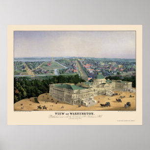 Washington, DC Panoramic Karta - 1852 Poster