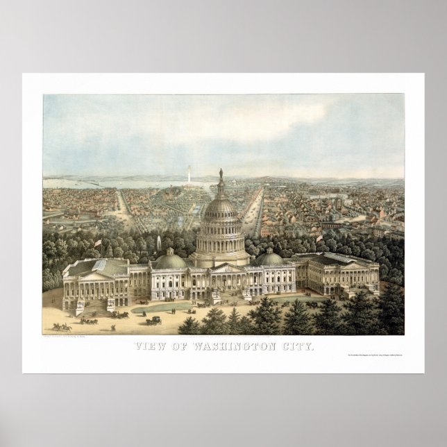 Washington, DC Panoramic Karta - 1857 Poster (Framsidan)