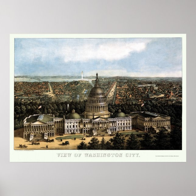 Washington, DC Panoramic Karta - 1871 Poster (Framsidan)