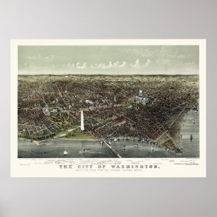 Washington, DC Panoramic Karta - 1892 Poster