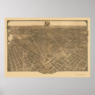 Washington, DC Panoramic Karta - 1921 Poster