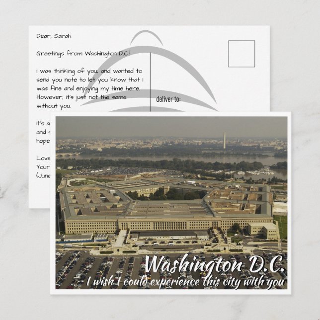 Washington DC Pentagon Vykort (Fram/baksida)