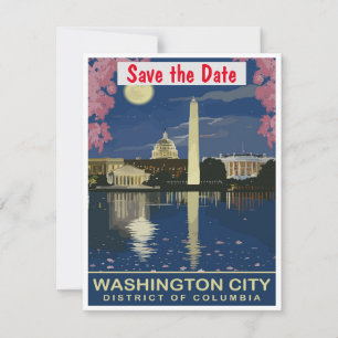 Washington DC Reflekterande bröllopsinbjudan Spara Datumet